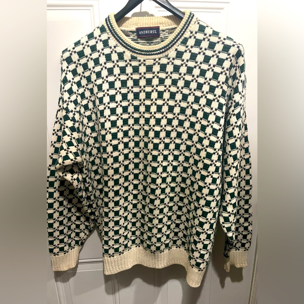 Andhurst sweater green checkers pattern